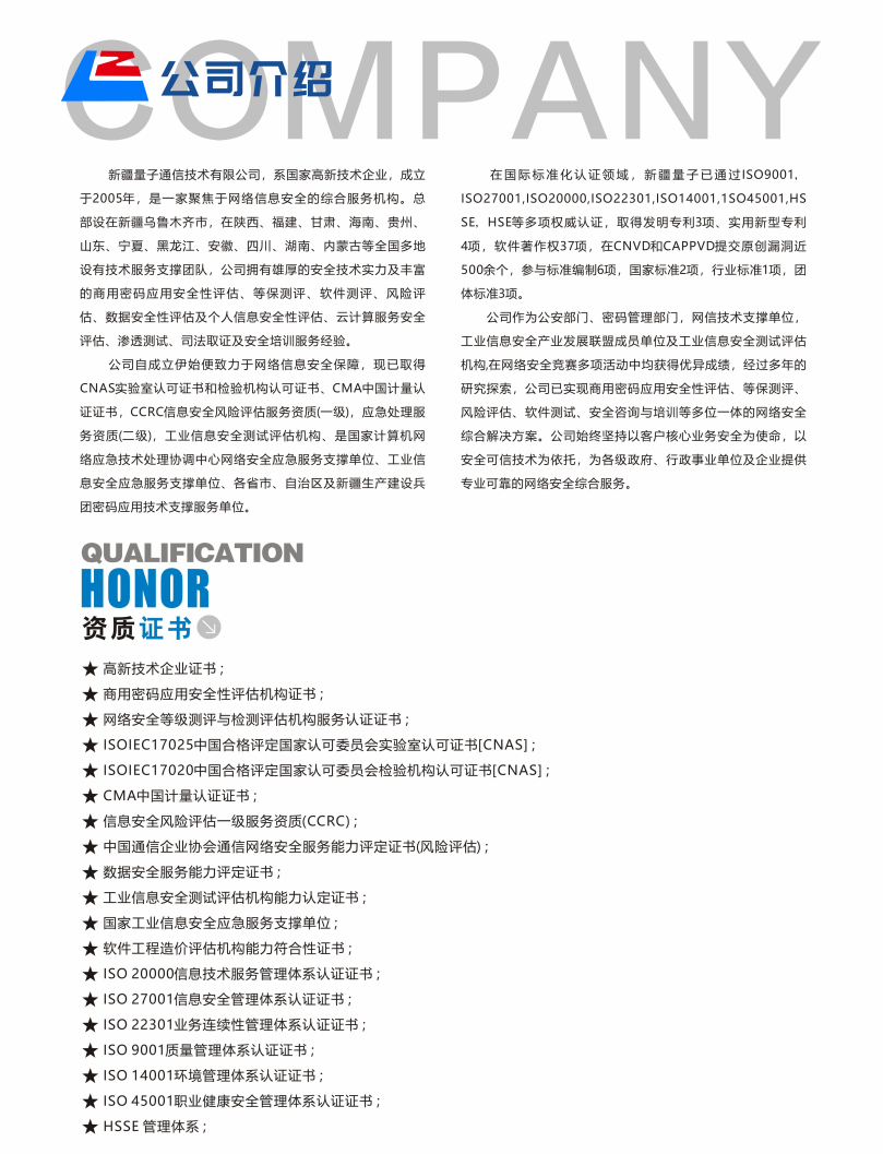 新疆维吾尔自治区政府等保项目、自治区自然资源厅等保密评项目、兵团应急管理局等保项目、自治区公安厅等保项目等